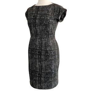 Calvin Klein Cap Sleeve Round Neck Textured Pattern Knit Sheath Dress Size 16